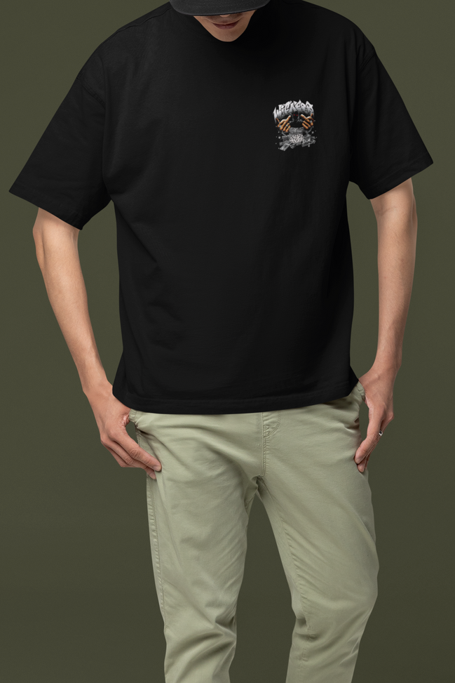 Hustler's Fortune Vintage Black Graphic Oversize French Terry Tee