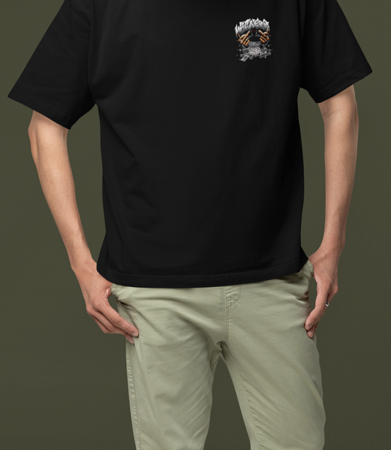 Hustler's Fortune Vintage Black Graphic Oversize French Terry Tee