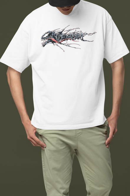 Unisex Oversized French Terry T-shirt| Venom Symbiote Graphic Tee