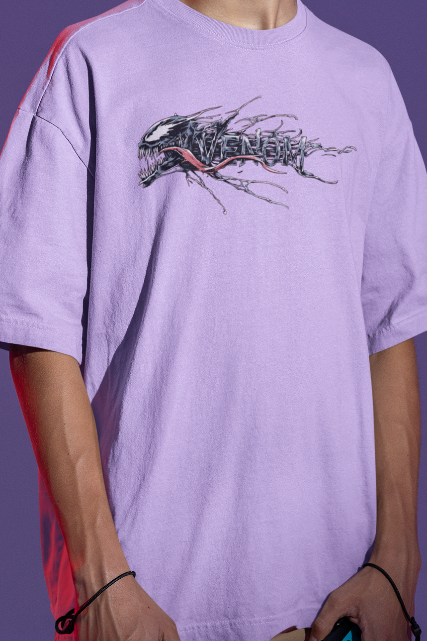 Unisex Oversized French Terry T-shirt| Venom Symbiote Graphic Tee