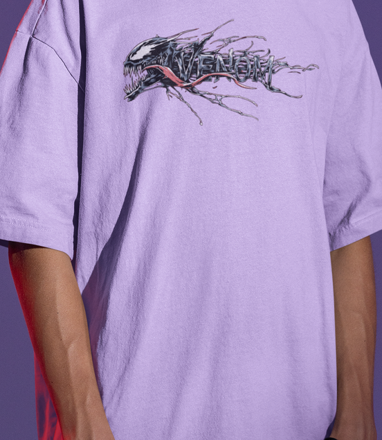 Unisex Oversized French Terry T-shirt| Venom Symbiote Graphic Tee